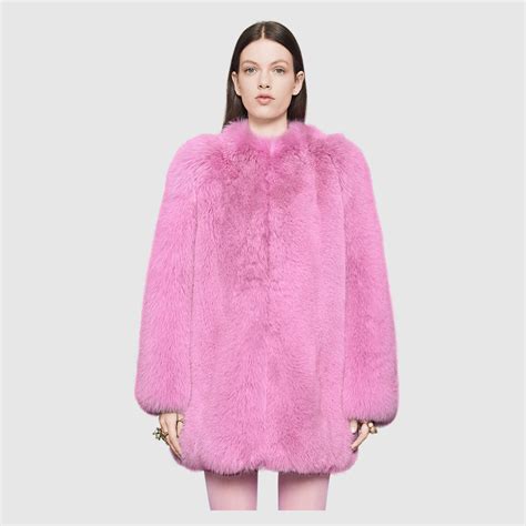 pink fur gucci